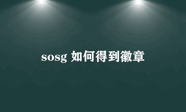 sosg 如何得到徽章