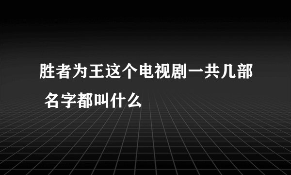 胜者为王这个电视剧一共几部 名字都叫什么