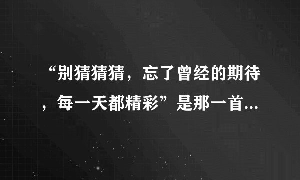 “别猜猜猜，忘了曾经的期待，每一天都精彩”是那一首歌的歌词？