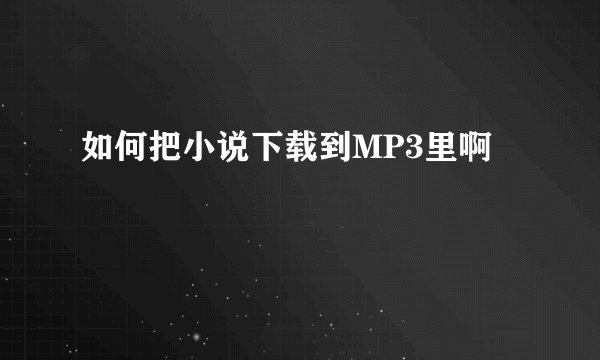 如何把小说下载到MP3里啊