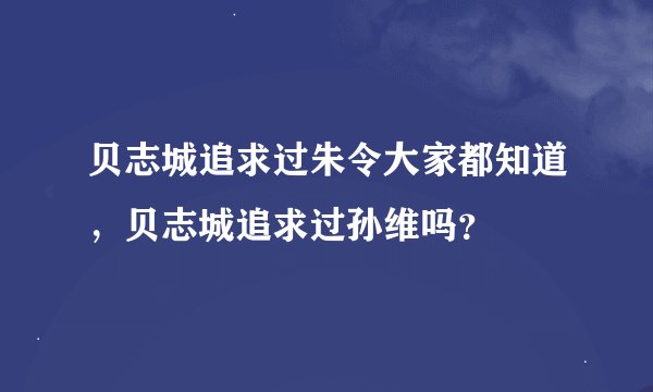 贝志城追求过朱令大家都知道，贝志城追求过孙维吗？