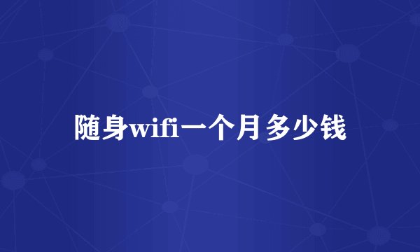 随身wifi一个月多少钱