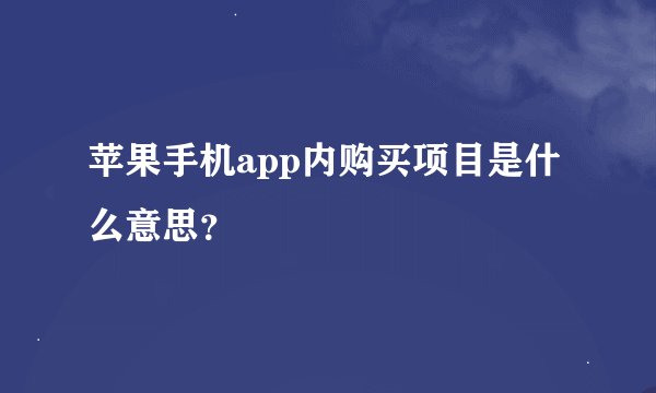 苹果手机app内购买项目是什么意思？