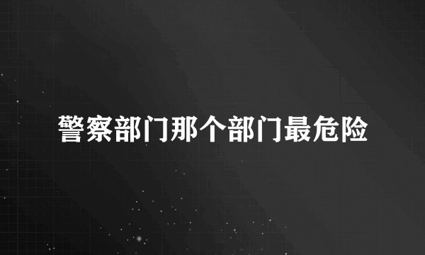 警察部门那个部门最危险