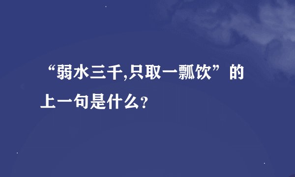 “弱水三千,只取一瓢饮”的上一句是什么？