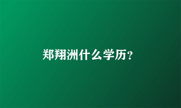 郑翔洲什么学历？