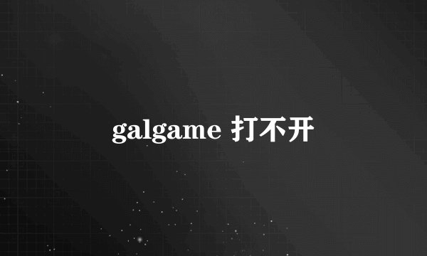 galgame 打不开