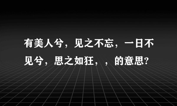 有美人兮，见之不忘，一日不见兮，思之如狂，，的意思?