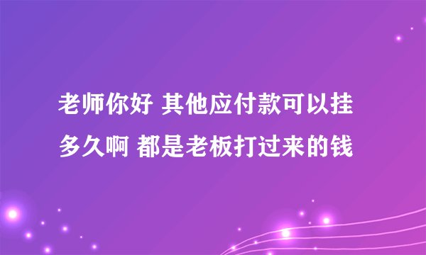 老师你好 其他应付款可以挂多久啊 都是老板打过来的钱