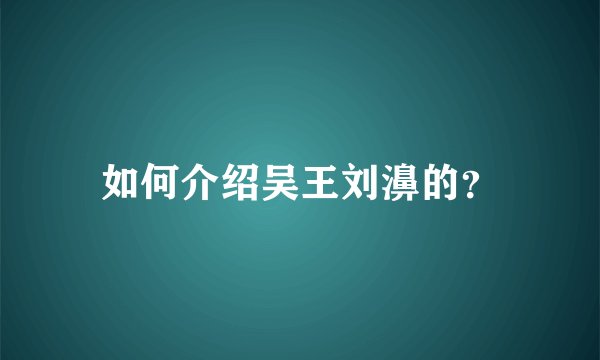 如何介绍吴王刘濞的？