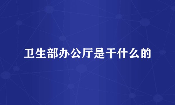 卫生部办公厅是干什么的