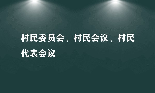 村民委员会、村民会议、村民代表会议