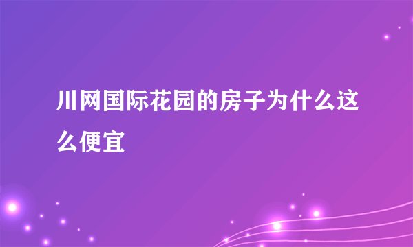 川网国际花园的房子为什么这么便宜