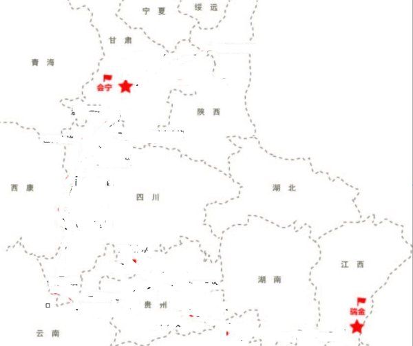 中央红军长征简易手绘路线图