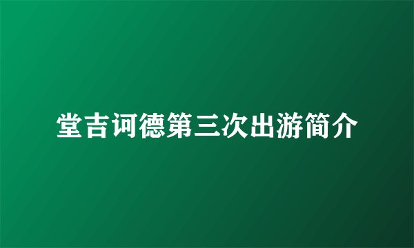 堂吉诃德第三次出游简介