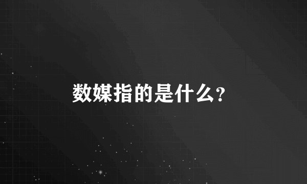数媒指的是什么？