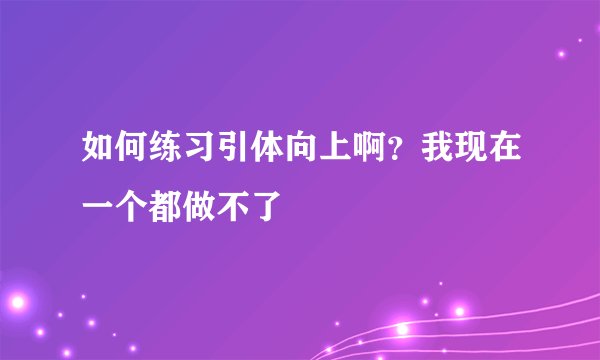 如何练习引体向上啊？我现在一个都做不了