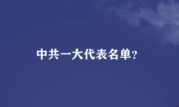 中共一大代表名单？