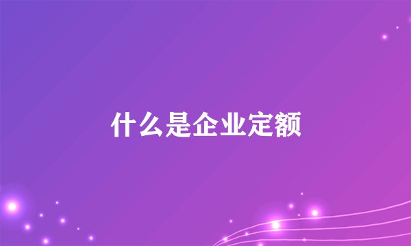 什么是企业定额