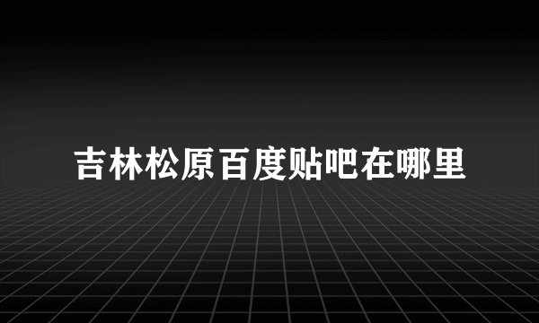 吉林松原百度贴吧在哪里