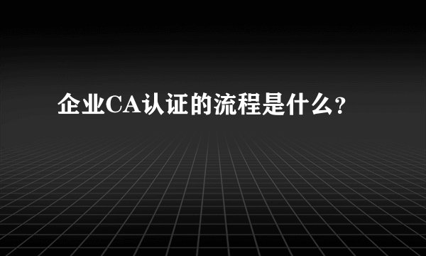 企业CA认证的流程是什么？