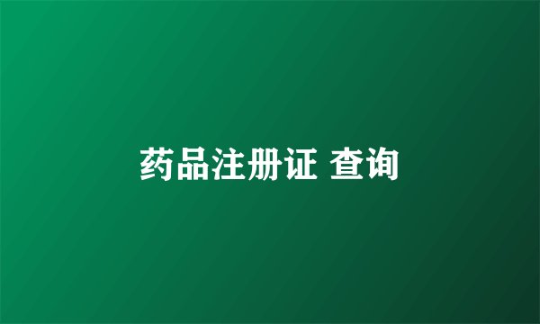 药品注册证 查询