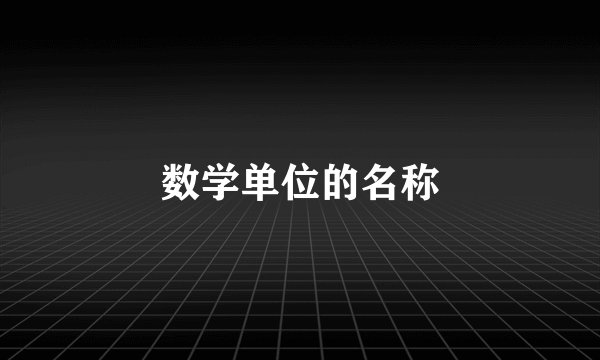 数学单位的名称