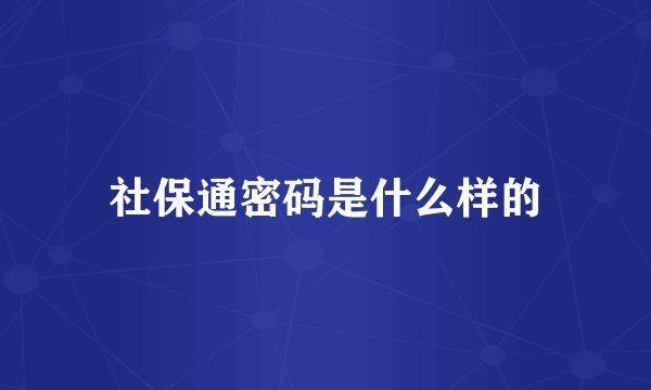 社保通密码是什么样的