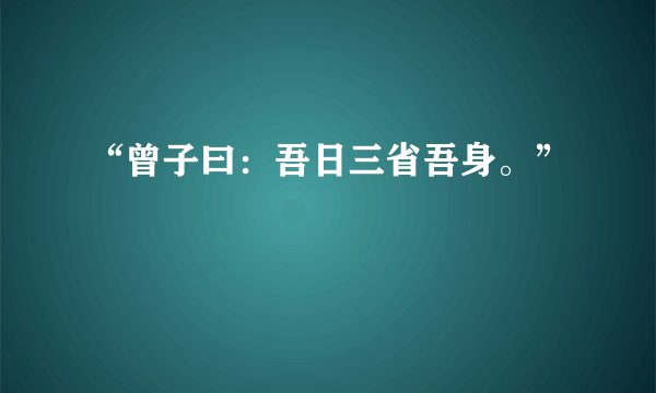 “曾子曰：吾日三省吾身。”