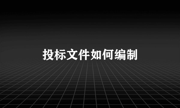 投标文件如何编制