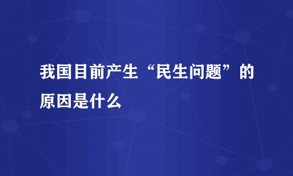 我国目前产生“民生问题”的原因是什么