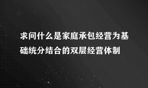 求问什么是家庭承包经营为基础统分结合的双层经营体制