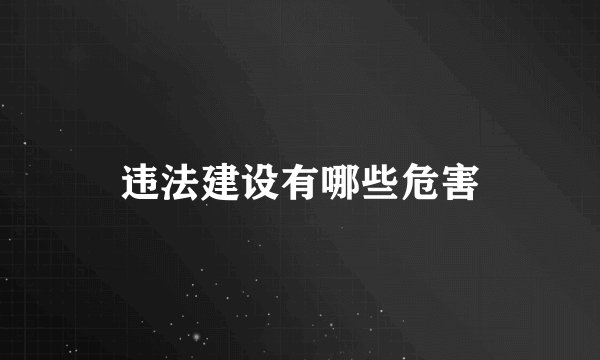 违法建设有哪些危害