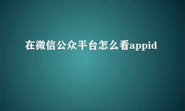 在微信公众平台怎么看appid