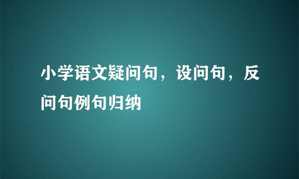 小学语文疑问句，设问句，反问句例句归纳