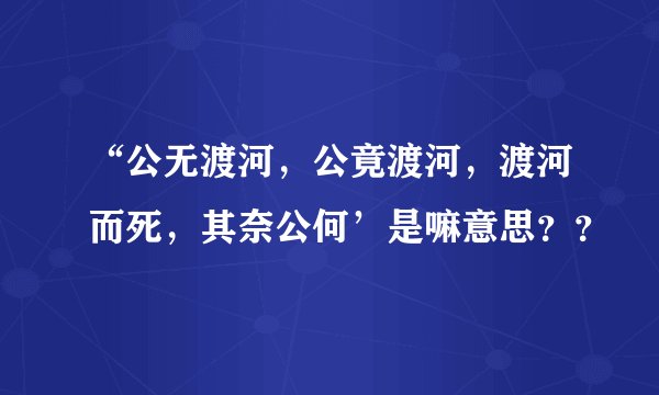 “公无渡河，公竟渡河，渡河而死，其奈公何’是嘛意思？？