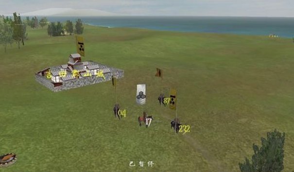 骑马与砍杀战团光明与黑暗星辰号角提示的西南方临近湖泊的荒漠宿营在哪 啊？找了好长时间找不到~