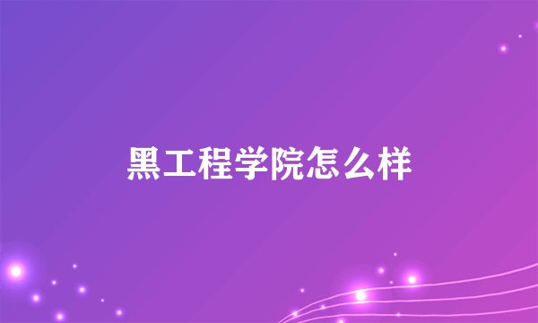 黑工程学院怎么样