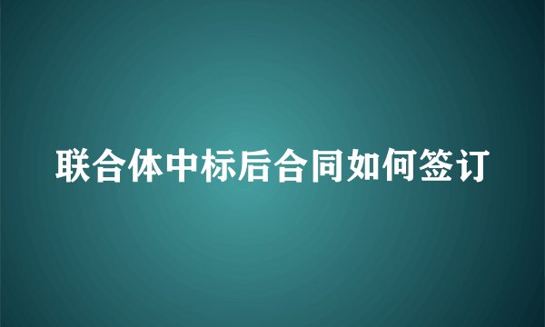 联合体中标后合同如何签订