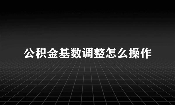 公积金基数调整怎么操作
