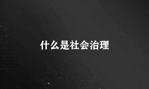 什么是社会治理