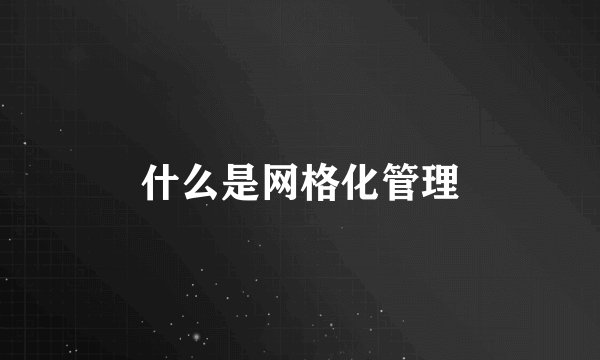 什么是网格化管理