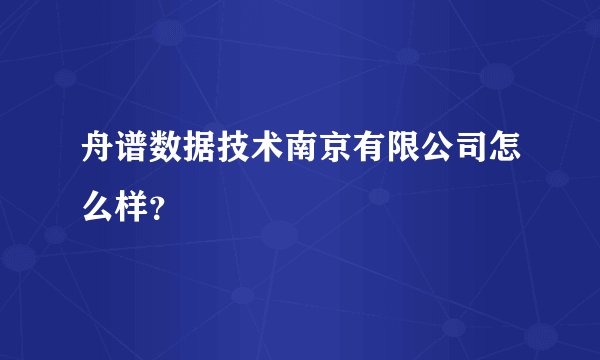 舟谱数据技术南京有限公司怎么样？