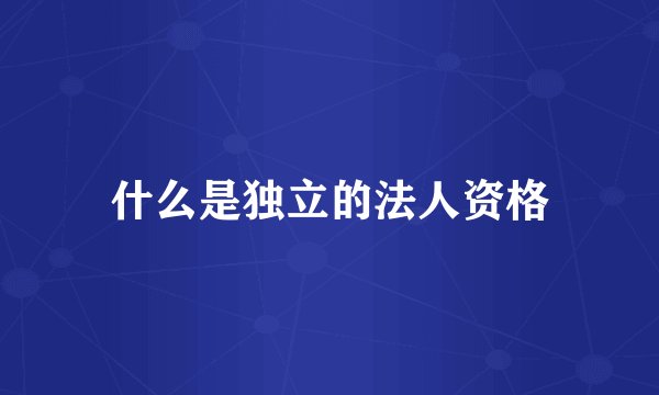 什么是独立的法人资格