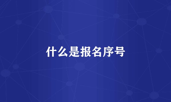 什么是报名序号