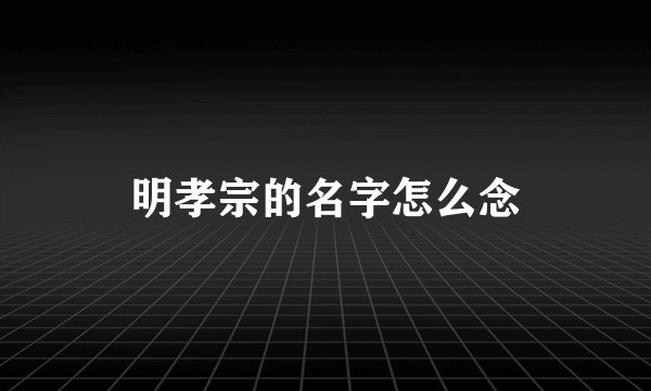 明孝宗的名字怎么念