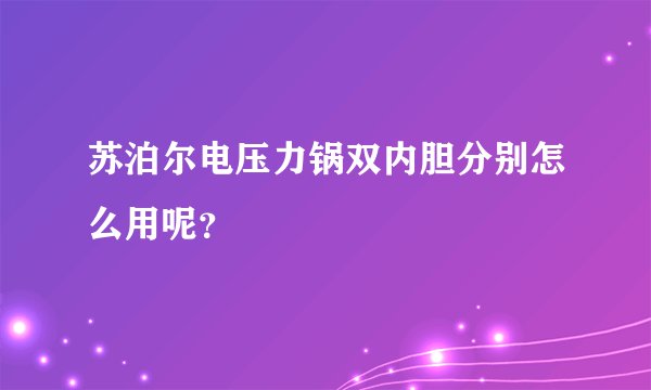 苏泊尔电压力锅双内胆分别怎么用呢？