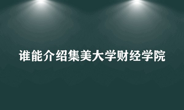 谁能介绍集美大学财经学院