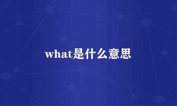 what是什么意思