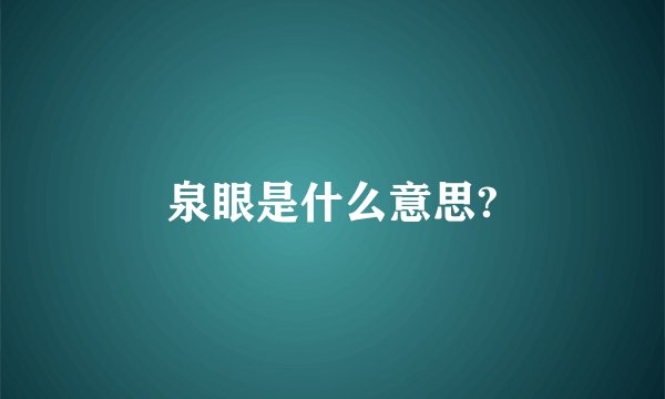 泉眼是什么意思?